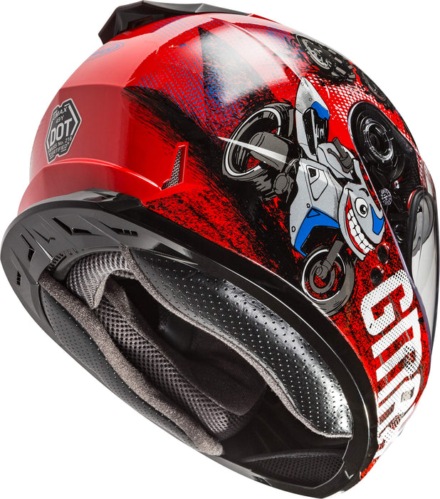 GMAX GM-49Y Beasts, Youth Full-Face Helmet, DOT Approved for Motorcycles, ATVs, Dirt Bikes and More (RED/BLUE/GREY)