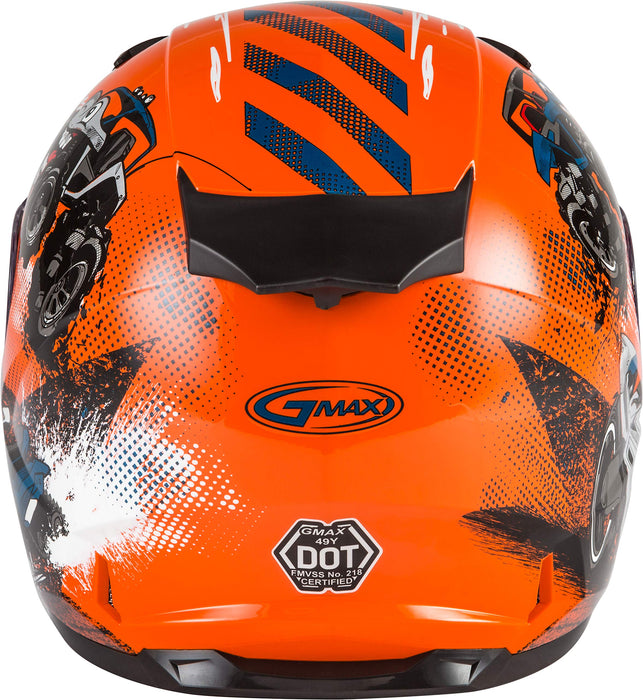 GMAX GM-49Y Beasts Youth Full-Face Cold Weather Helmet (Orange/Blue/Grey, Youth Medium)