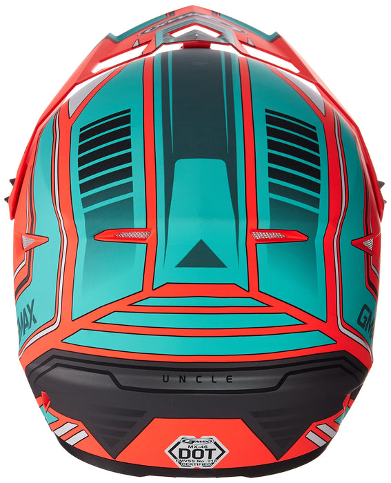 GMAX unisex-adult full-face-helmet-style Helmet (Mx46 Uncle) (Flat Orange/Teal, Youth Medium)