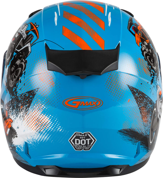 GMAX GM-49Y Cold Weather, Youth Full-Face Helmet, DOT Approved for Snow & Motor Sports (Blue/Orange/Grey)