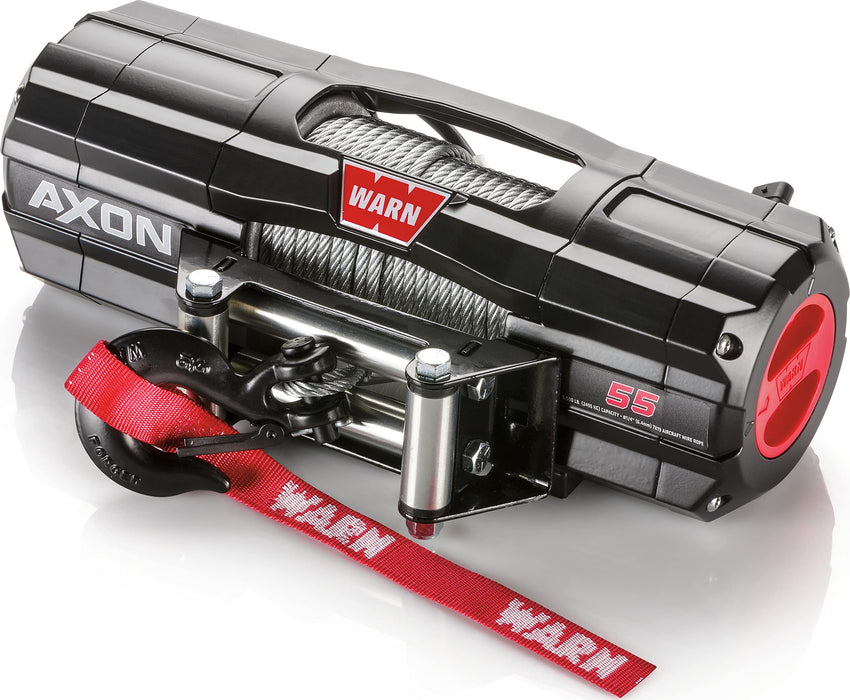 WARN 101155 AXON 55 Powersports Winch With Steel Rope and HUB Wireless Receiver: 1/4" Diameter x 50' Length, 2.75 Ton (5,500 lb) Pulling Capacity