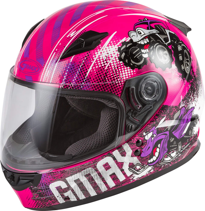 GMAX GM-49Y Beasts, Youth Full-Face Helmet, DOT Approved for Motorcycles, ATVs, Dirt Bikes and More (Pink/Purple/Grey)