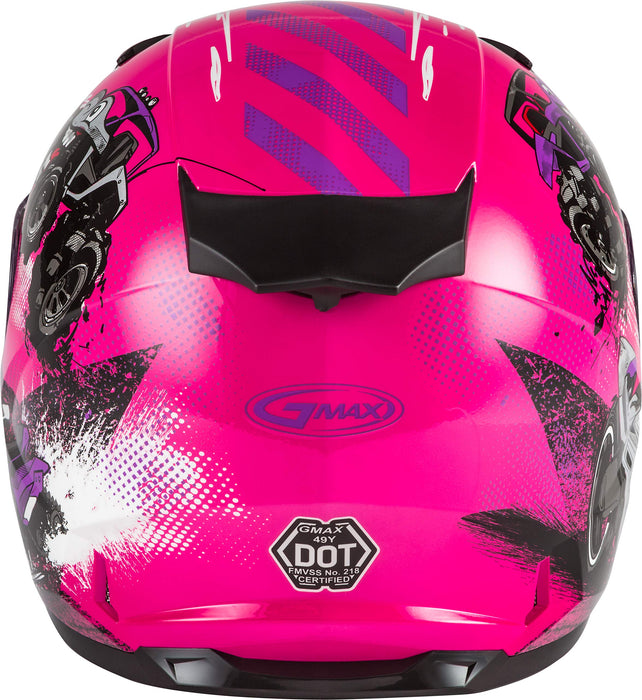 GMAX GM-49Y Beasts, Youth Full-Face Helmet, DOT Approved for Motorcycles, ATVs, Dirt Bikes and More (Pink/Purple/Grey)