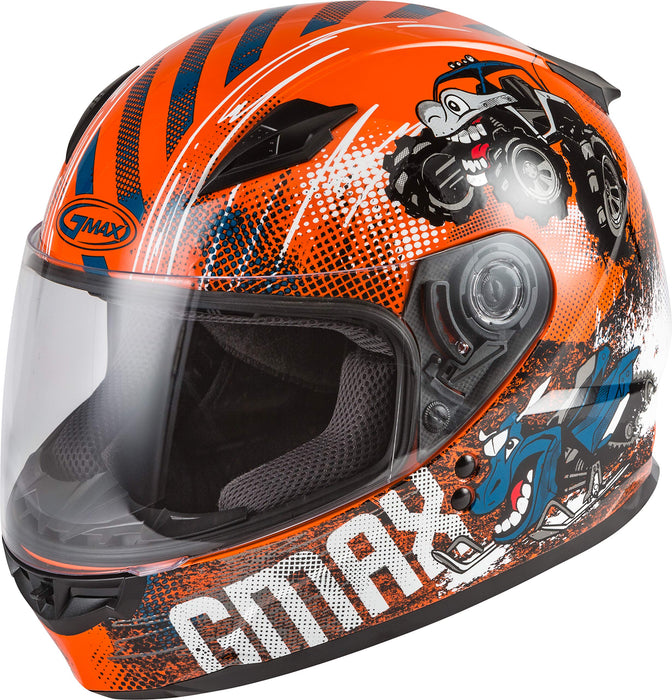 GMAX GM-49Y Cold Weather, Youth Full-Face Helmet, DOT Approved for Snow & Motor Sports (ORANGE/BLUE/GREY)