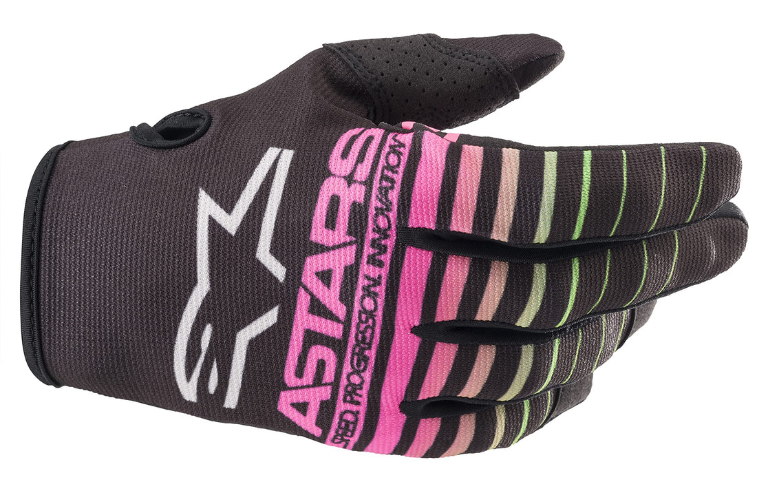 Alpinestars Youth Radar Gloves Black/Green Neon/Pink Fluo Lg (3541822-1669-L)