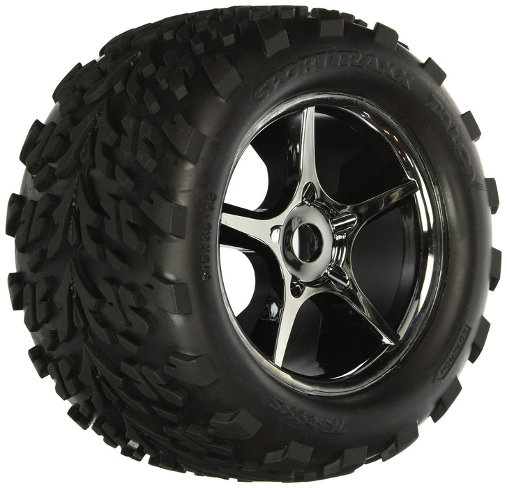 Traxxas 5374X Talon Tires and Chrome Gemini Wheels Assembled Maxx/Revo 2-Piece 108-Pack