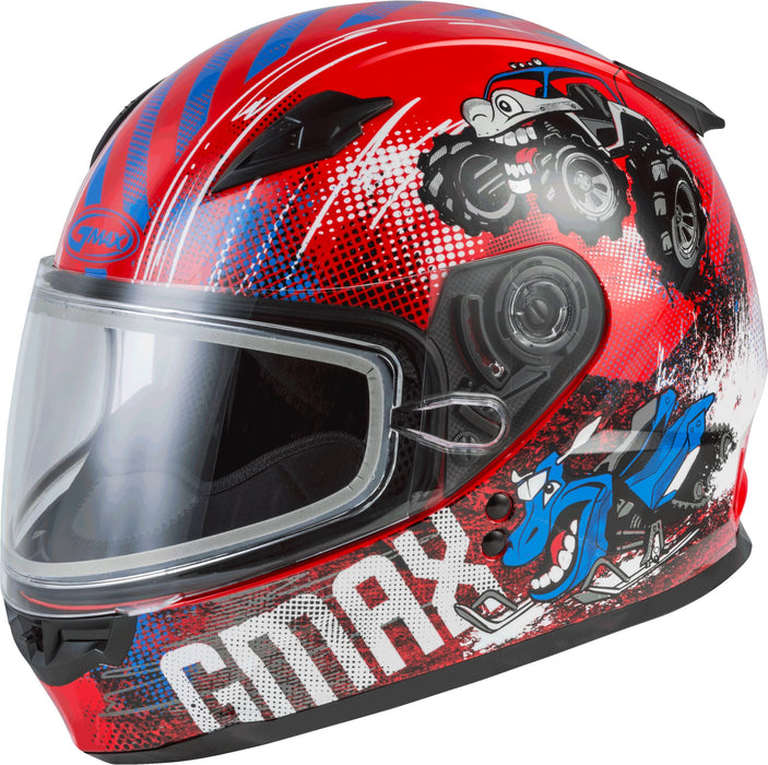 Gmax Gm-49Y Beasts Youth Full-Face Cold Weather Helmet (Red/Blue/Grey, Youth Medium) G24911371