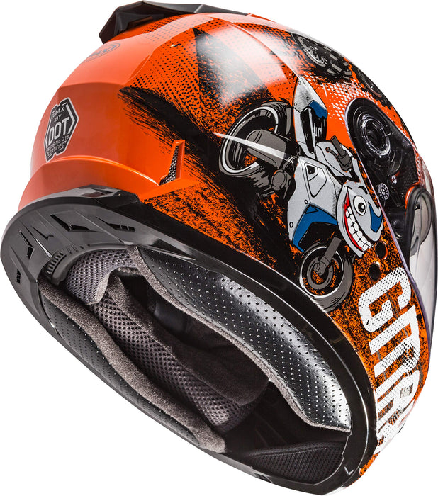 GMAX GM-49Y Cold Weather, Youth Full-Face Helmet, DOT Approved for Snow & Motor Sports (ORANGE/BLUE/GREY)