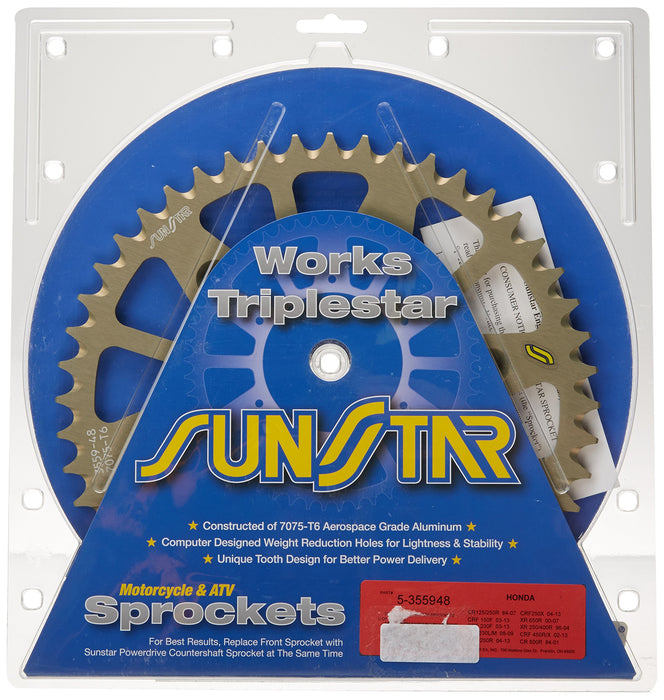 Sunstar Works Triplestar 48-Teeth 520 Chain Size Rear Aluminum Sprocket 5-355948