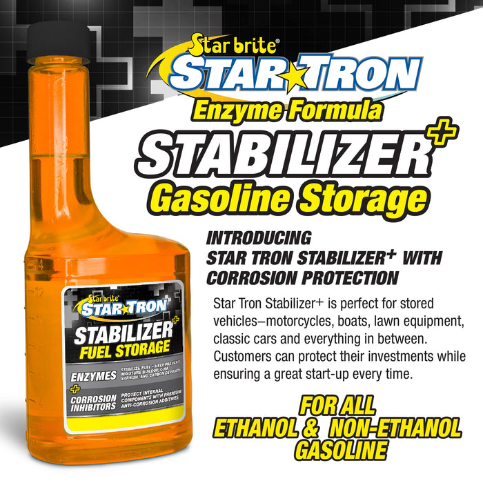 Star Tron Stabilizer+ Fuel Storage with Corrosion Protection - Treats 80 Gallons of Gas - 16 OZ (14816)