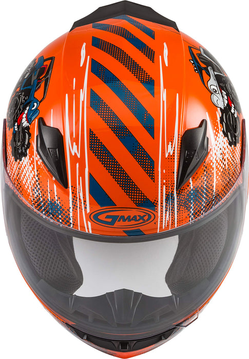 GMAX GM-49Y Beasts, Youth Full-Face Helmet, DOT Approved for Motorcycles, ATVs, Dirt Bikes and More (Orange/Blue/Grey)