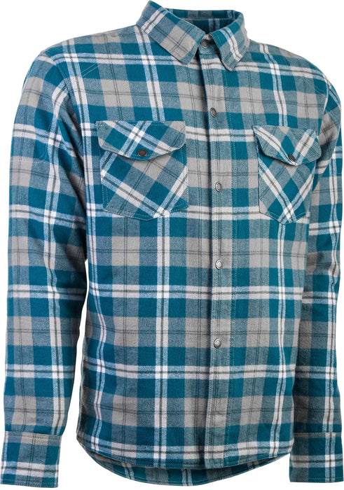 Highway 21 Marksman Flannel Shirt, Plaid, Button-Down Motorcycle Jacket For Men, Protective Woven Cotton Fabric #6049 489-1182~2