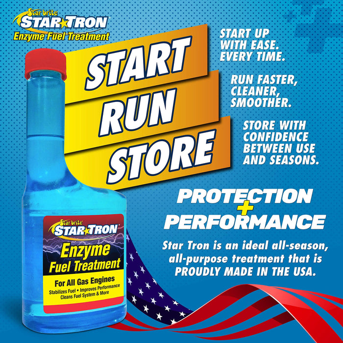 STAR BRITE Star Tron Enzyme Fuel Treatment, Small Engine Formula, 8 Fl Oz - Treats up to 48 Gals - Gas Additive Rejuvenates & Stabilizes Old Gasoline, Cures & Prevents Ethanol Problems (14308) , Blue