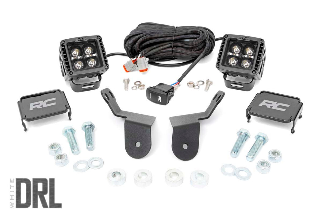 Rough Country Led Light Cage Mount 2" Black Pair White Drl Honda Pioneer 1000/1000-5 92011