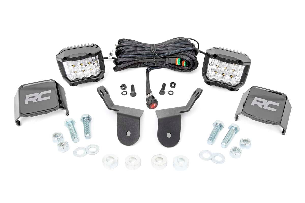 Rough Country Led Light Cage Mount 2" Chrome Pair Wide Angle Fits Honda Pioneer 1000/1000-5 92012