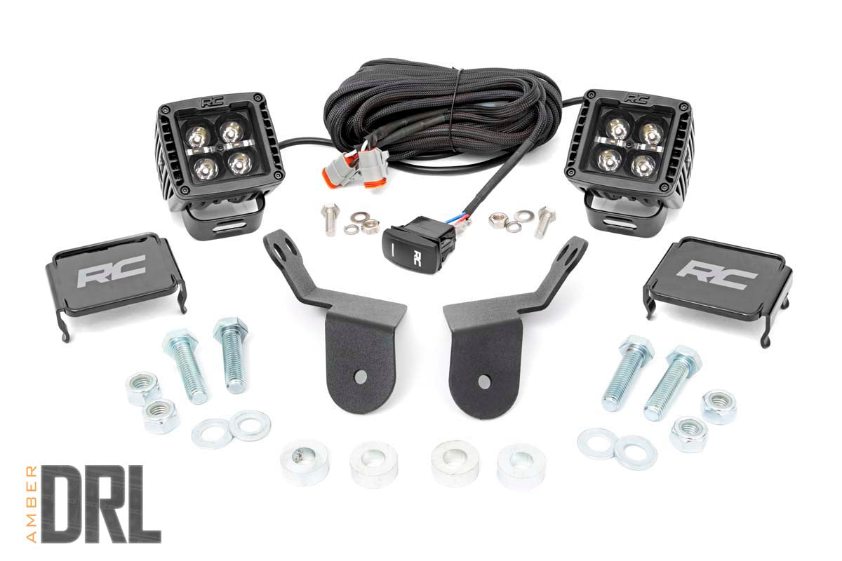 Rough Country Led Light Cage Mount 2" Black Pair Amber Drl Fits Honda Pioneer 1000/1000-5 92021