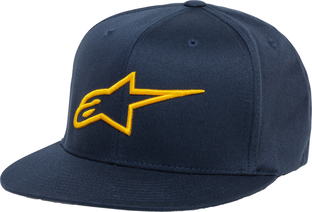 Alpinestars Standard Ageless Flatbill Hat, Navy/Gold, Large/XLarge