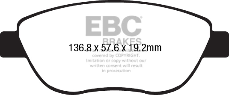 EBC Brakes Redstuff Premium Fast Street Pad For All Engine Sizes Fits select: 2014-2019 FIAT 500