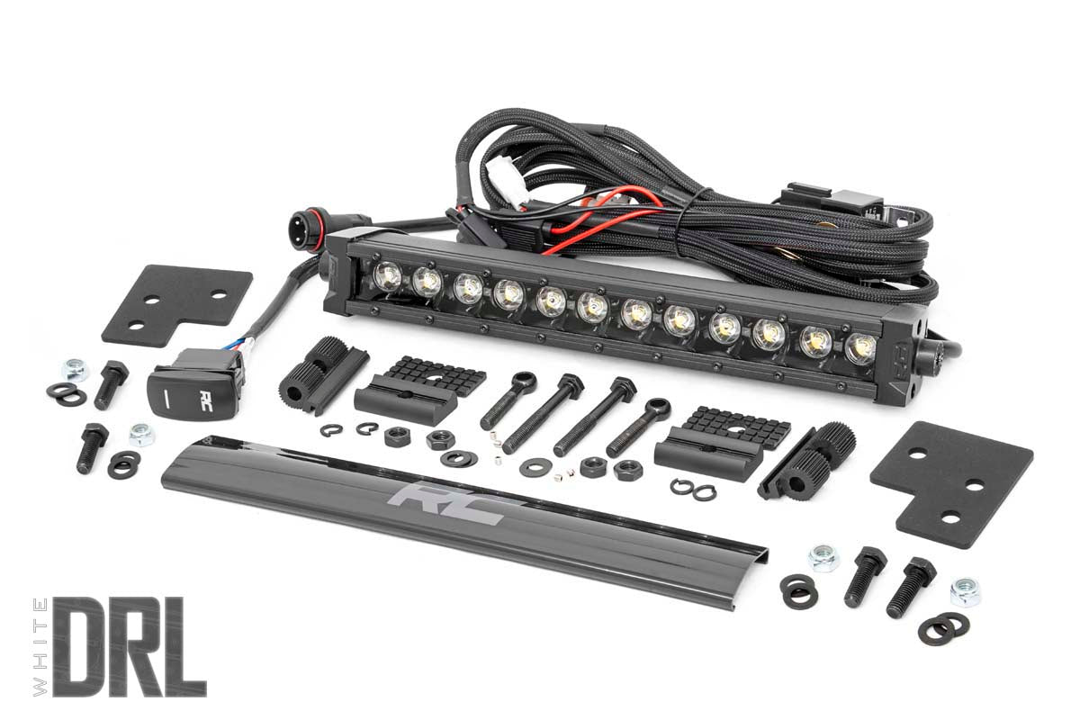 Rough Country Led Light Bumper Mount 12" Black Single Row White Drl Fits Polaris Ranger Xp 1000/1000 Crew 93027