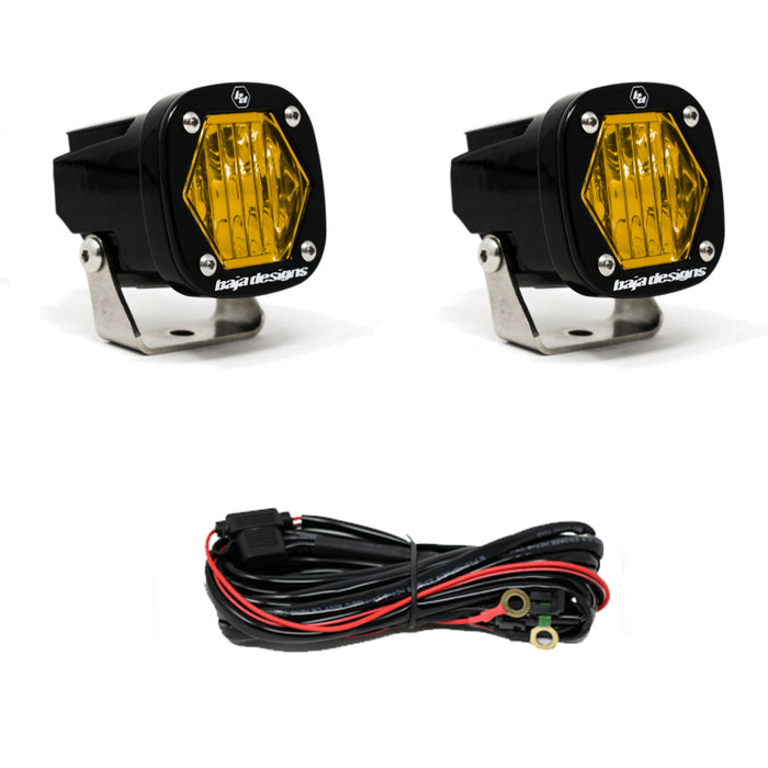 Baja Designs 387815 S1 Amber Wide Cornering LED Light with Mounting Bracket Pair