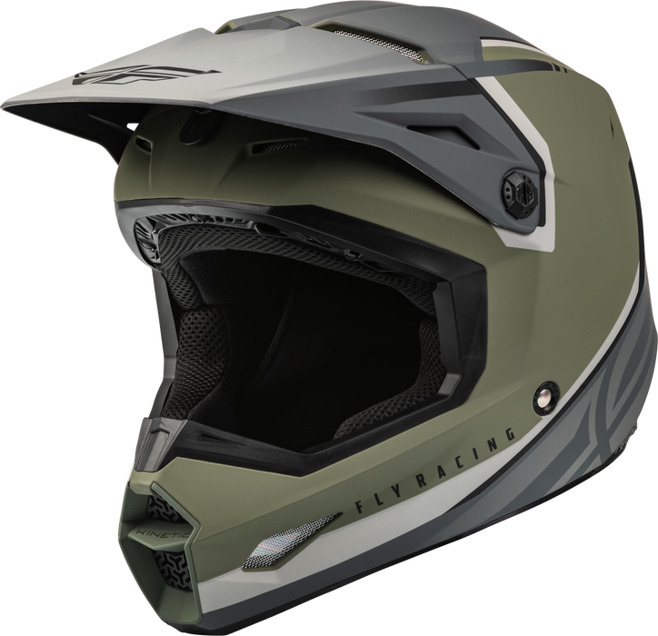 Fly Racing 2023 Adult Kinetic Vision Helmet (Matte Olive Green/Grey, Small)