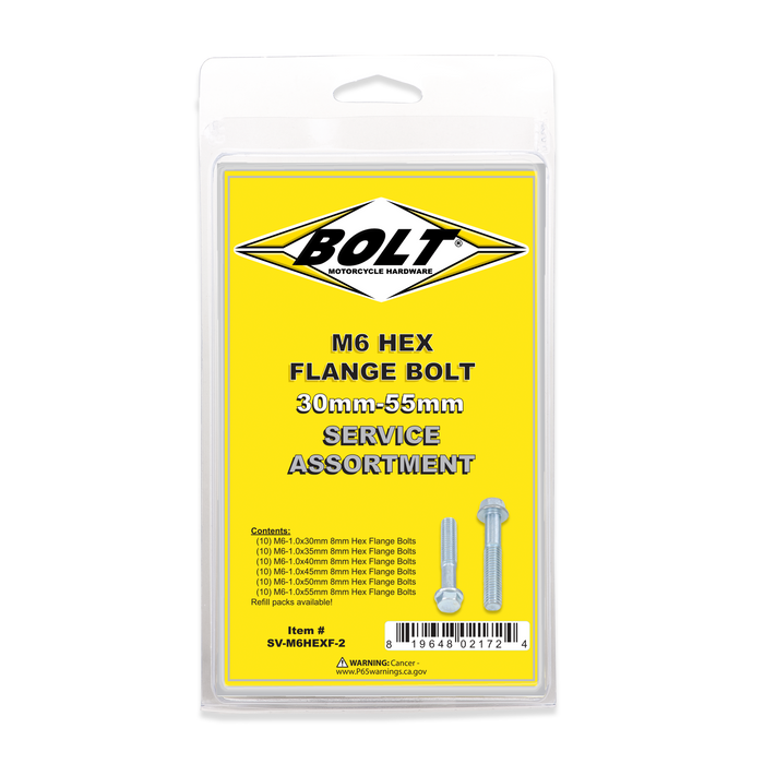 Bolt Motorcycle Hardware, Inc SV-M6HEXF-2 SVC M6 8Mm Hex Flng Bolt Asst2