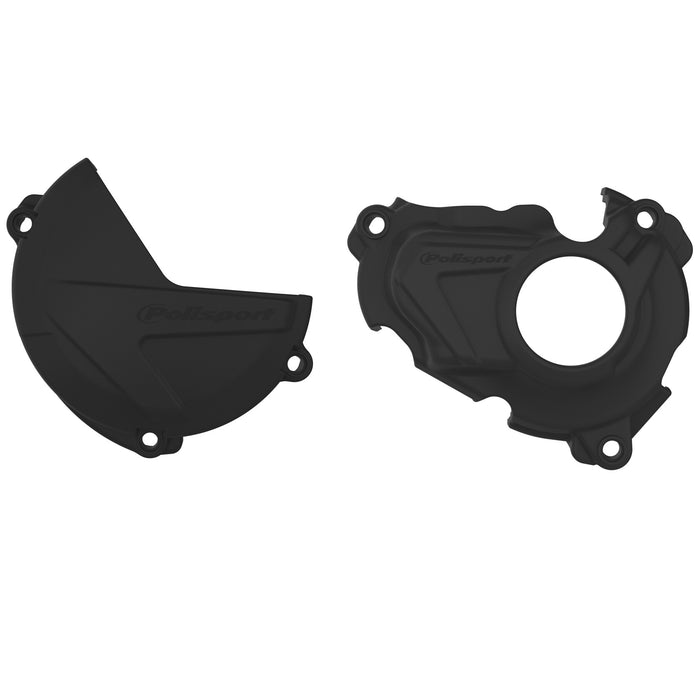 Polisport Clutch and Ignition Cover Protector Kit (Black)- Compatible with Yamaha