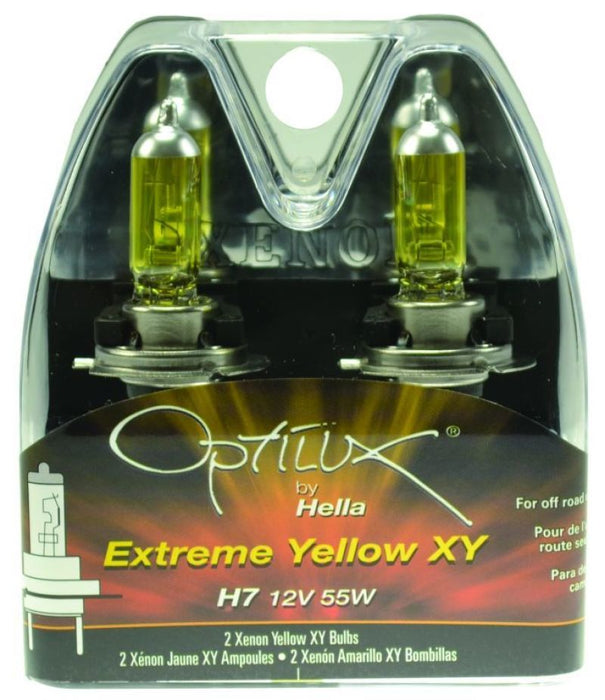 Hella Optilux Xy Series H7 Xenon Yellow Halogen Bulbs, 12V, 55W 2 Pack H71070702