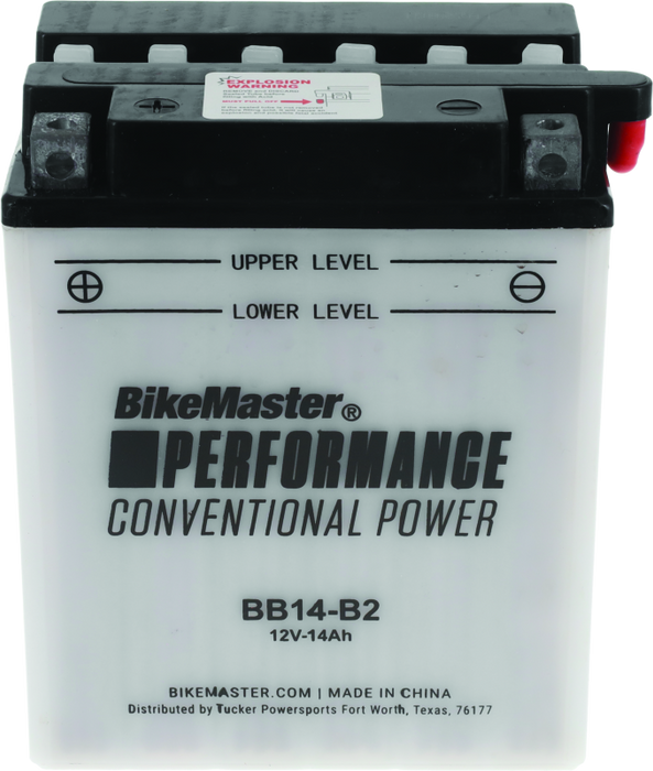 BikeMaster Performance Conventional BB14-B2 Motorcycle Battery Compatible for