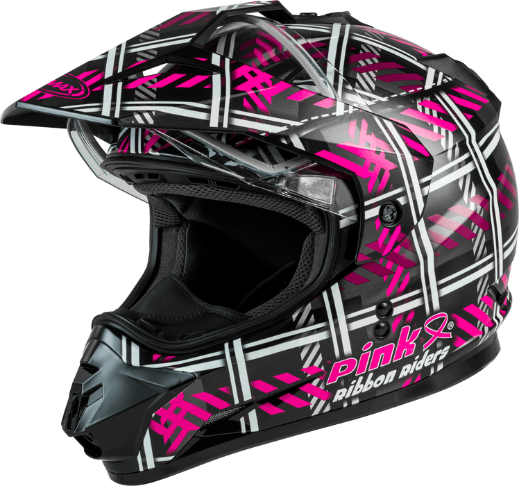 Gmax Gm-11S Dual-Sport Pink Ribbon Riders Snow Helmet Blk/Pink Md G21110405