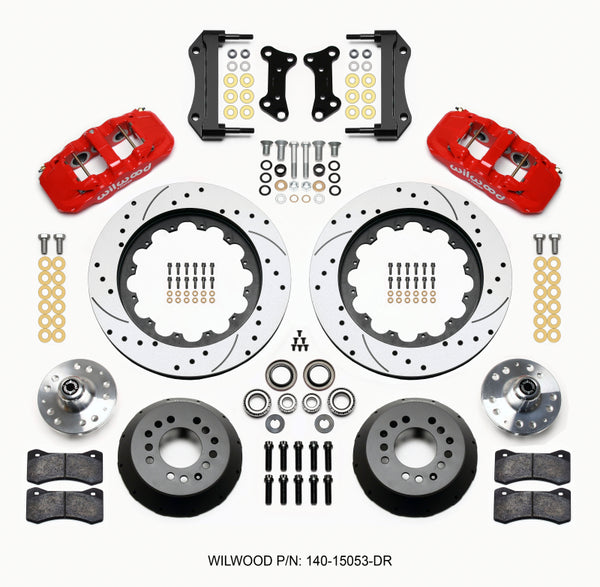 Wilwood AERO6 Front Hub Kit 15.00 Drilled Red 67-69 Camaro 64-72 Nova Chevelle 140-15053-DR