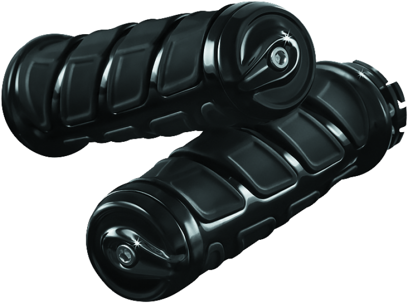 Kuryakyn Premium Kinetic Handlebar Grips: Universal Fit For Motorcycles With 7/8" Diameter Bars, Gloss Black, 1 Pair 6368