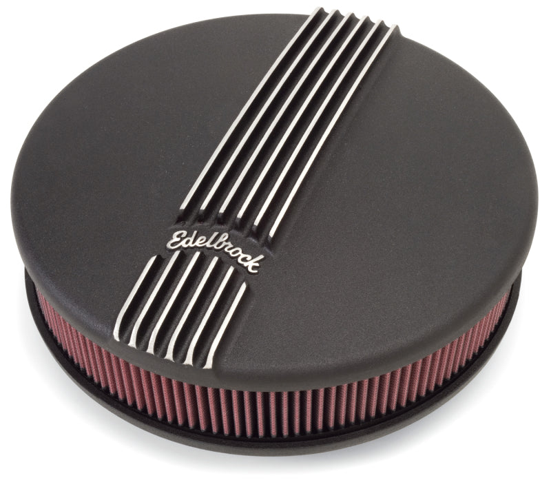 Edelbrock Air Cleaner Classic Series Round Aluminum Top Cloth Element 14In Dia X 3 9In Black 41173