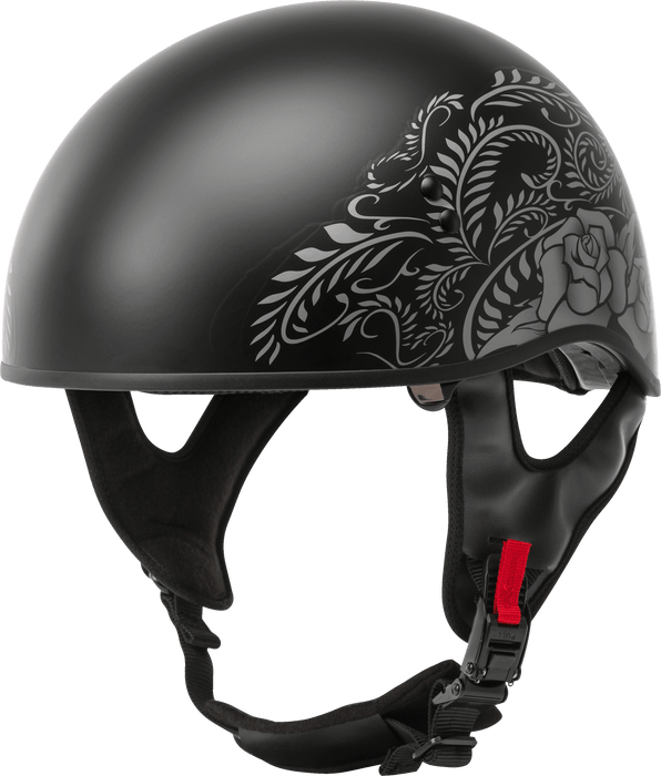 GMAX HH-65 Naked Motorcycle Street Half Helmet (Rose Matte Black/Silver, X-Small)