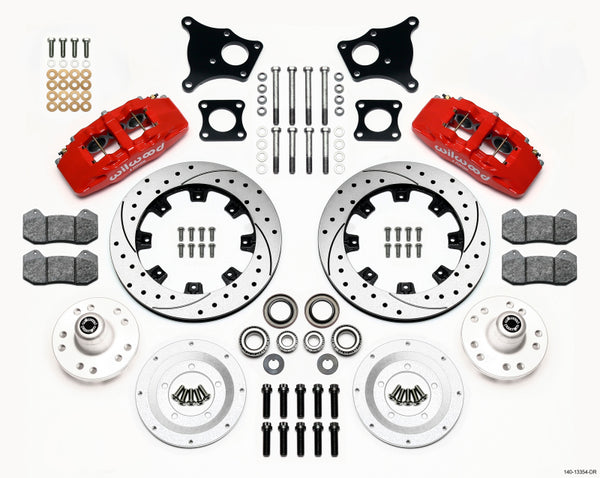 Wilwood Dynapro 6 Front Hub Kit 12.19in Drilled Red AMC 71-76 OE Disc w/o Bendix Brakes 140-13554-DR