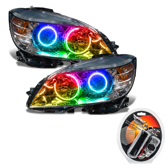 Oracle 0811 Mercedes Benz CClass PreAssembled Headlights Chrome Housing ColorSHIFT SEE WARRANTY 7115-330