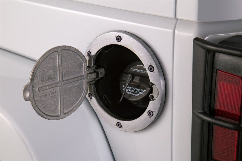 AMP Research 73000-00A Brushed Aluminum Fuel Door for 2007-2018 Jeep Wrangler JK/JK Unlimited 2-Door/4-Door