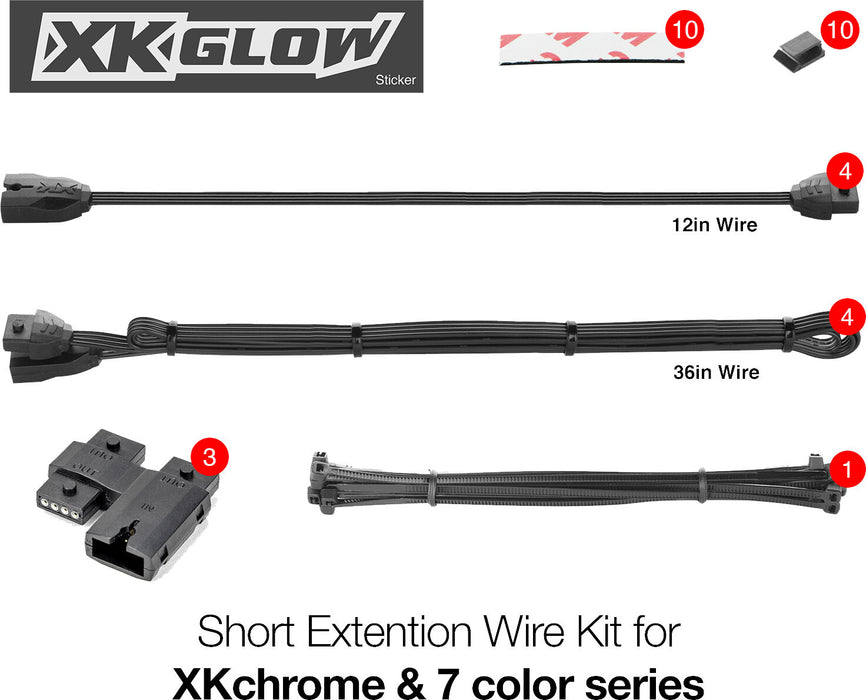 XKGLOW 4pin Accessories (Short Extension Wire Kit)