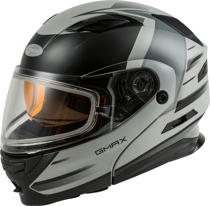 GMAX MD-01S Descendant, DOT Approved Modular Helmet, Dual Lens Shield for Snow & Motor Sports, (Matte Grey/Silver, X-Large)