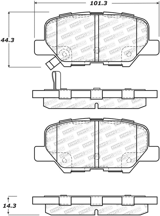 StopTech 13-17 Mitsubishi Outlander Sport Street Select Rear Brake Pads 305.1679