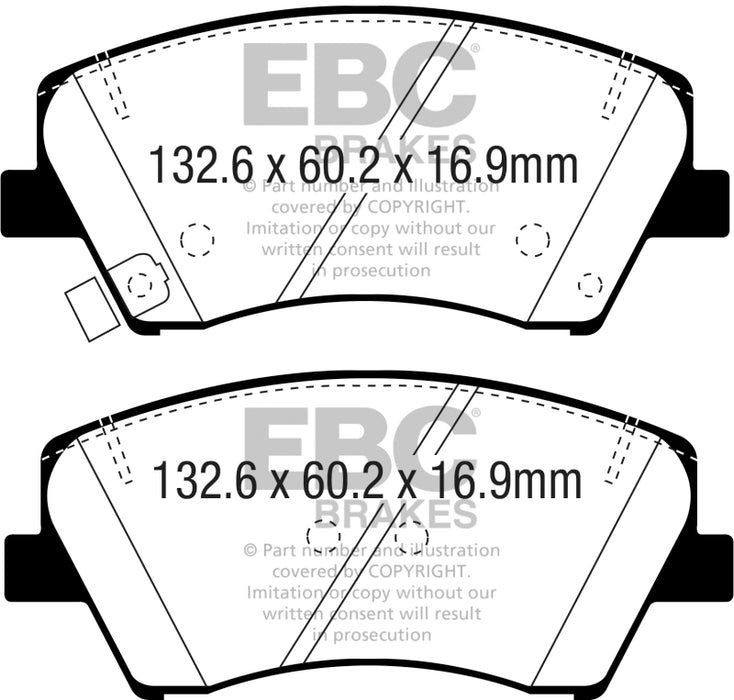 EBC 2017+ Hyundai Elantra 1.4L Turbo Ultimax2 Front Brake Pads UD1912