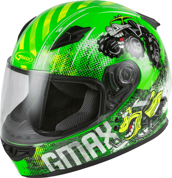 GMAX GM-49Y Beasts, Youth Full-Face Helmet, DOT Approved for Motorcycles, ATVs, Dirt Bikes and More (NEON Green/HI-VIS)