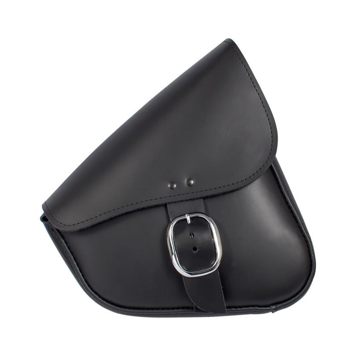 Willie & Max Leather Swingarm Bag, Black with Chrome Buckle