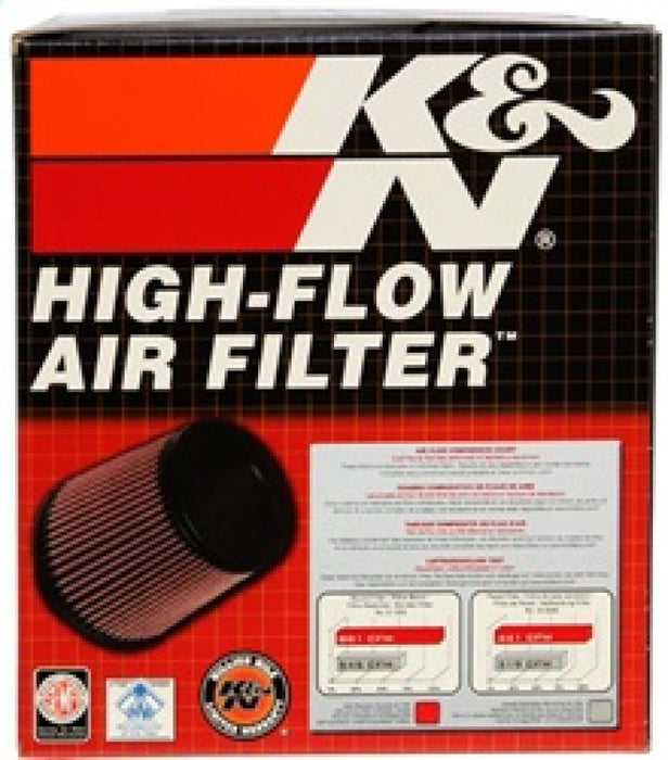 K&N RU-2820 Universal Clamp-On Air Filter: Round Straight; 3 in (76 mm) Flange ID; 6.5 in (165 mm) Height; 5 in (127 mm) Base; 5 in (127 mm) Top