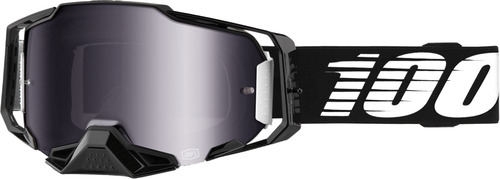 100% ARMEGA Premium Protective Sport Goggles with Ultra HD Lens & Nose Guard (Black - Mirror Silver Flash Lens)