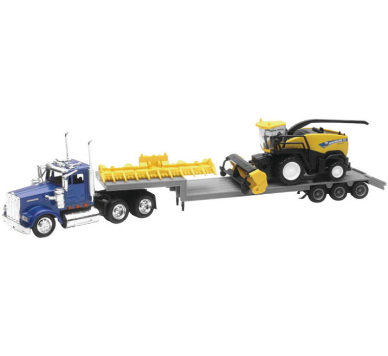 New Ray Toys New-Ray Kenworth Lowboy Trailer With New Holland Self Propelled