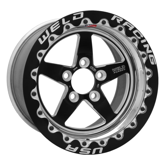 Weld S71 15x8.33 / 5x4.75 BP / 5.5in. BS Black Wheel (Medium Pad) Black Single Beadlock MT 71MB508B55F