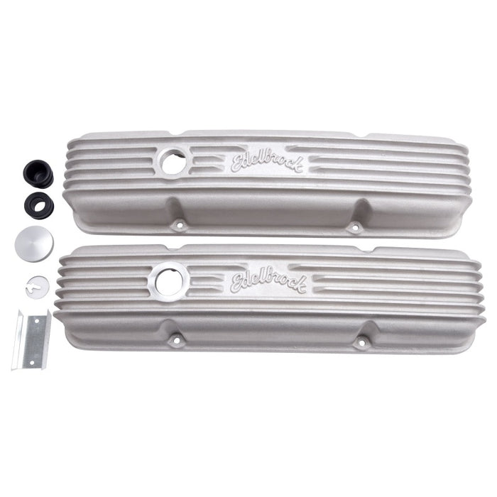 Edelbrock Valve Cover Classic Series Chevrolet 1959-1986 262-400 CI V8 w/ Oil Fill Hole Satin 41449