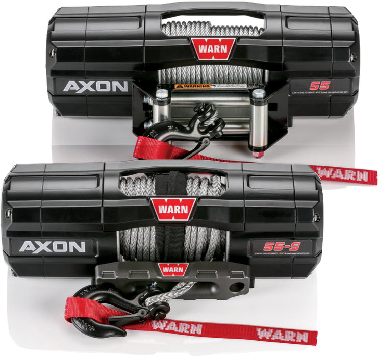 WARN 101155 AXON 55 Powersports Winch With Steel Rope and HUB Wireless Receiver: 1/4" Diameter x 50' Length, 2.75 Ton (5,500 lb) Pulling Capacity