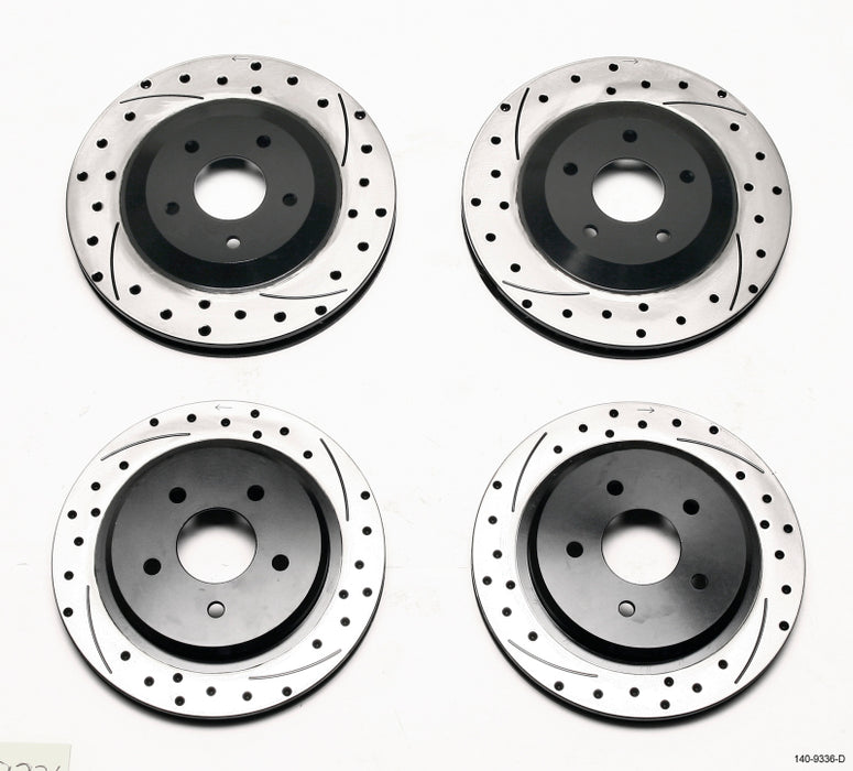Wilwood Rotor Kit Front/Rear-Dimpled/Slotted 97-04 Corvette C5 All/ 05-13 C6 Base - 140-9336-D
